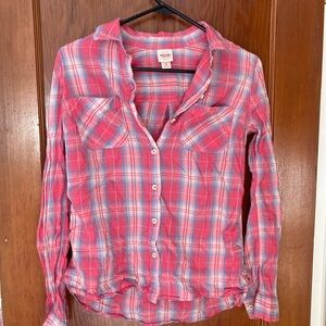 Pink & Blue Plaid Button Down - Mid 2000s Style